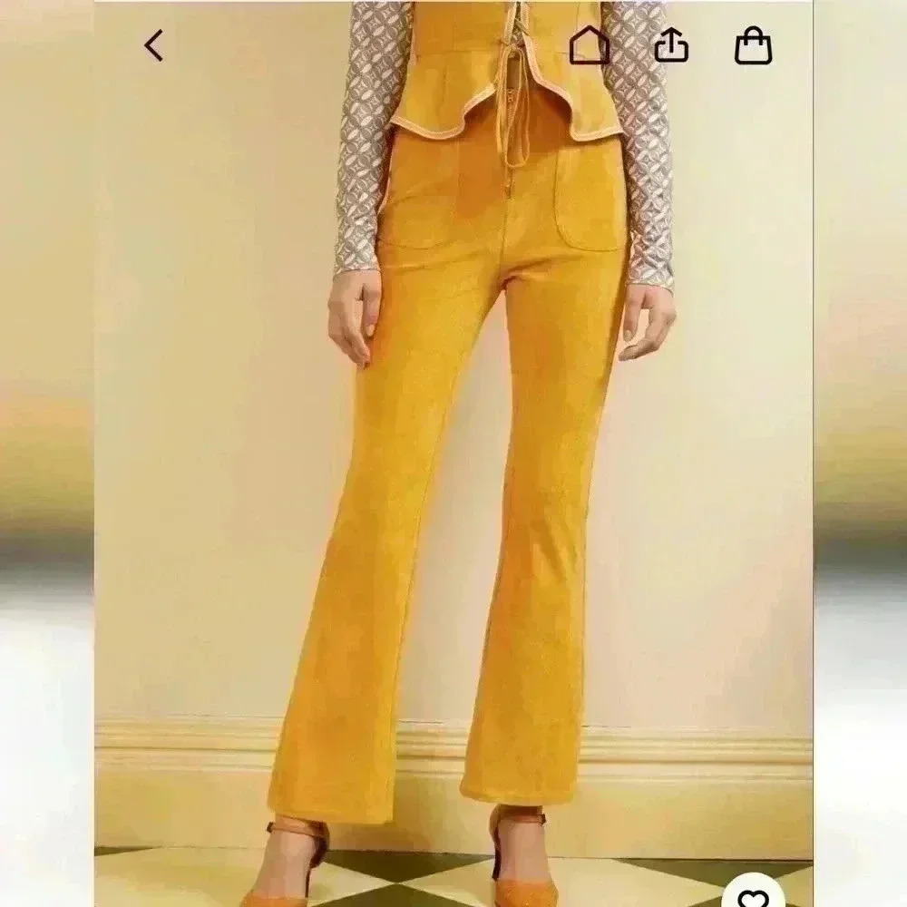 CIDER Pastel Yellow Plaid Flares SIZE SMALL